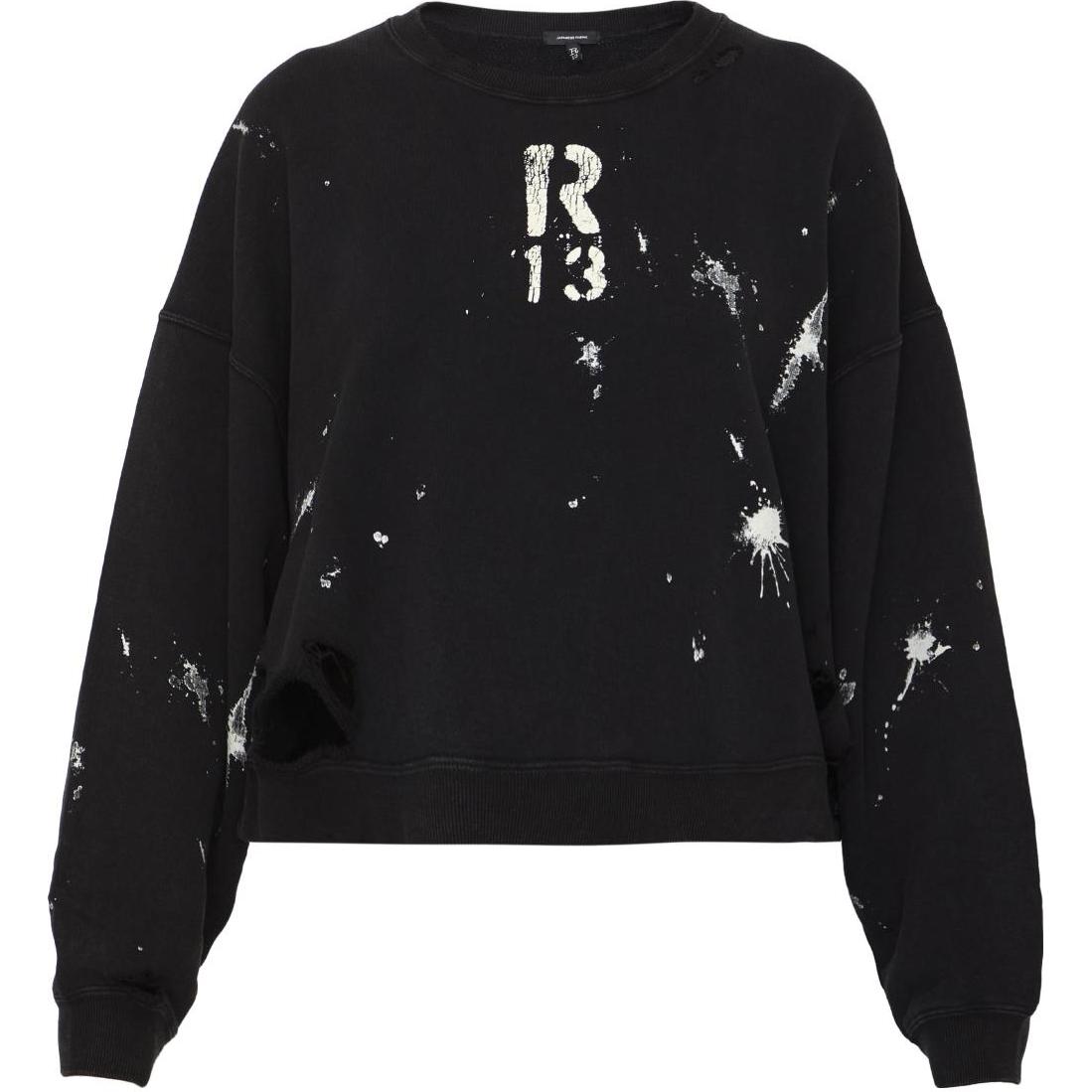 (Women) R13 Alphanumeric Print Pullover Hoodie Women’s Black R13WK094001AG