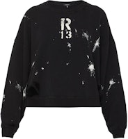 (Women) R13 Alphanumeric Print Pullover Hoodie Women’s Black R13WK094001AG (Women) R13 Alphanumeric Print Pullover Hoodie Women’s Black R13WK094001AG