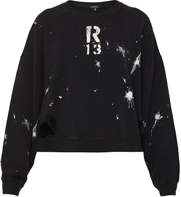 (W) R13 Alphanumeric Print Pullover Hoodie Wanita Hitam R13WK094001AG Buy (W) R13 Alphanumeric Print Pullover Hoodie Wanita Hitam R13WK094001AG