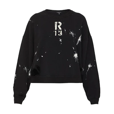 (Women) R13 Alphanumeric Print Pullover Hoodie Women’s Black R13WK094001AG