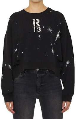 (W) R13 Alphanumeric Print Pullover Hoodie Wanita Hitam R13WK094001AG Lookbook (W) R13 Alphanumeric Print Pullover Hoodie Wanita Hitam R13WK094001AG