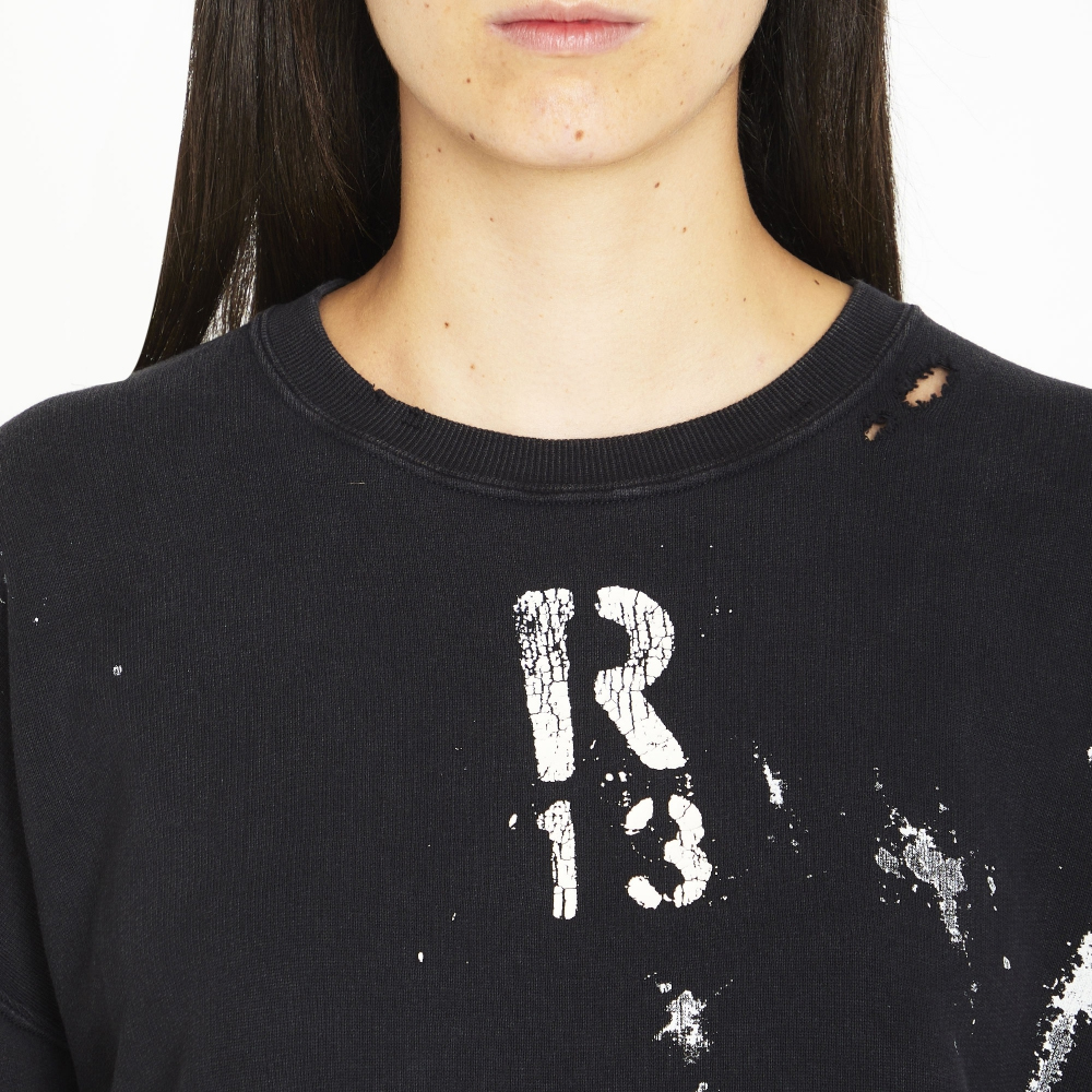 Details for (W) R13 Alphanumeric Print Pullover Hoodie Wanita Hitam R13WK094001AG