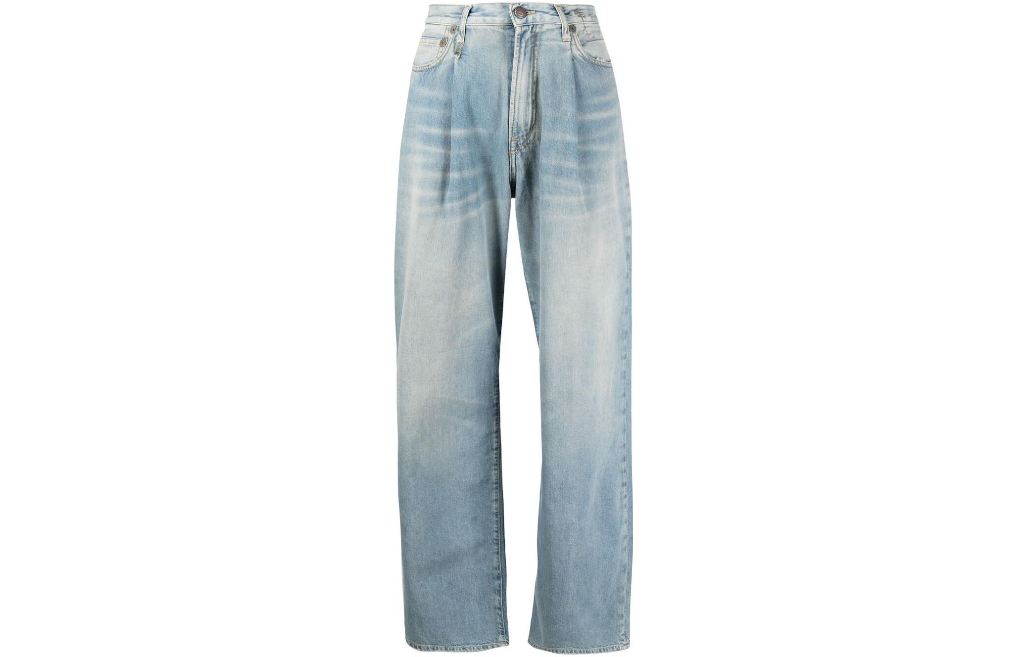 (Women) R13 Distressed Pleated Wide-Leg Jeans Women’s Blue R13W3147897A