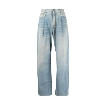 (Women) R13 Distressed Pleated Wide-Leg Jeans Women’s Blue R13W3147897A