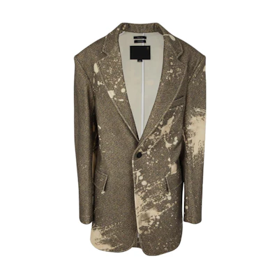 (Women) R13 Distressed Single-Button Long Sleeve Blazer Khaki Green R13WR020R271ASPLATTERED