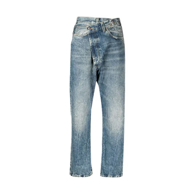 (Women) R13 FW21 High-Waisted Crossover Denim Jeans Blue R13W2048734-KELLY