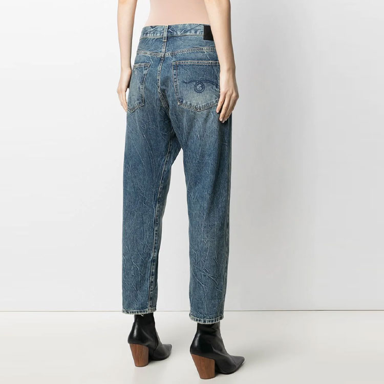 Shop (W) R13 FW21 하이웨이스트 크로스오버 데님 진 블루 R13W2048734-KELLY