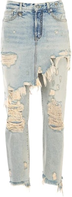 (W) R13 FW21 Jeans Azules con Remiendos Desgastados y Color Sólido. R13W0195200-LEYTON Buy (W) R13 FW21 Jeans Azules con Remiendos Desgastados y Color Sólido. R13W0195200-LEYTON