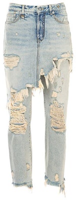 (W) R13 FW21 Jeans Azules con Remiendos Desgastados y Color Sólido. R13W0195200-LEYTON Order (W) R13 FW21 Jeans Azules con Remiendos Desgastados y Color Sólido. R13W0195200-LEYTON