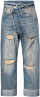 (Women) R13 FW21 Distressed Straight-Leg Asymmetrical Jeans . R13W2048747-EMORY (Women) R13 FW21 Distressed Straight-Leg Asymmetrical Jeans . R13W2048747-EMORY