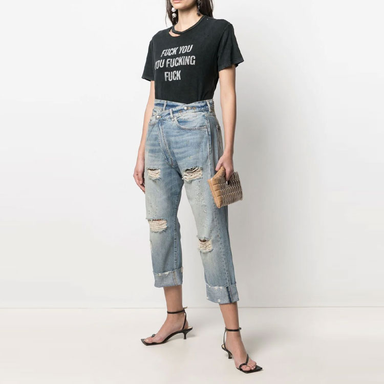 Lookbook (W) R13 FW21 破洞不對稱直筒牛仔褲 R13W2048747-EMORY