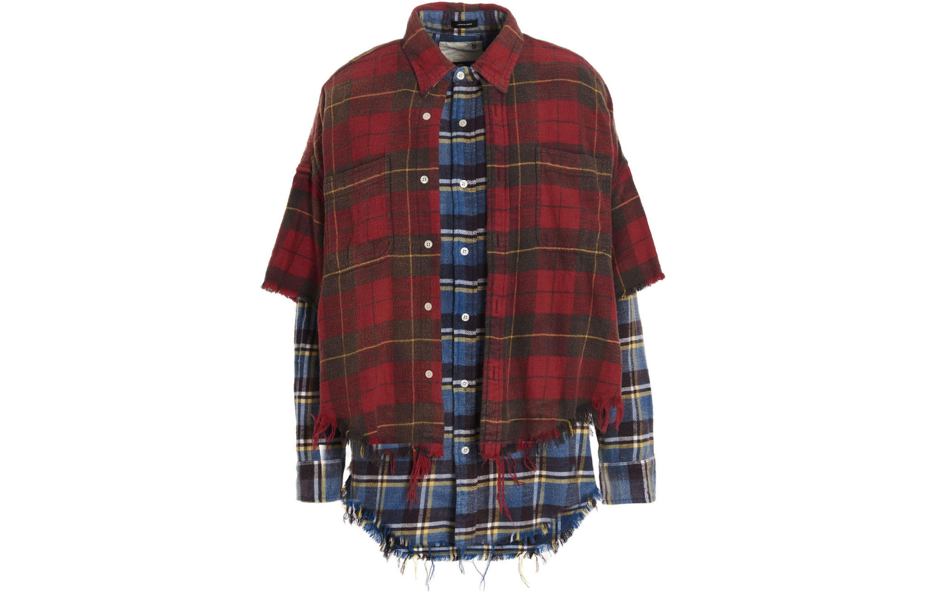 Order (W) R13 FW22 對比格紋印花層次感長袖襯衫 R13WR122-R186B