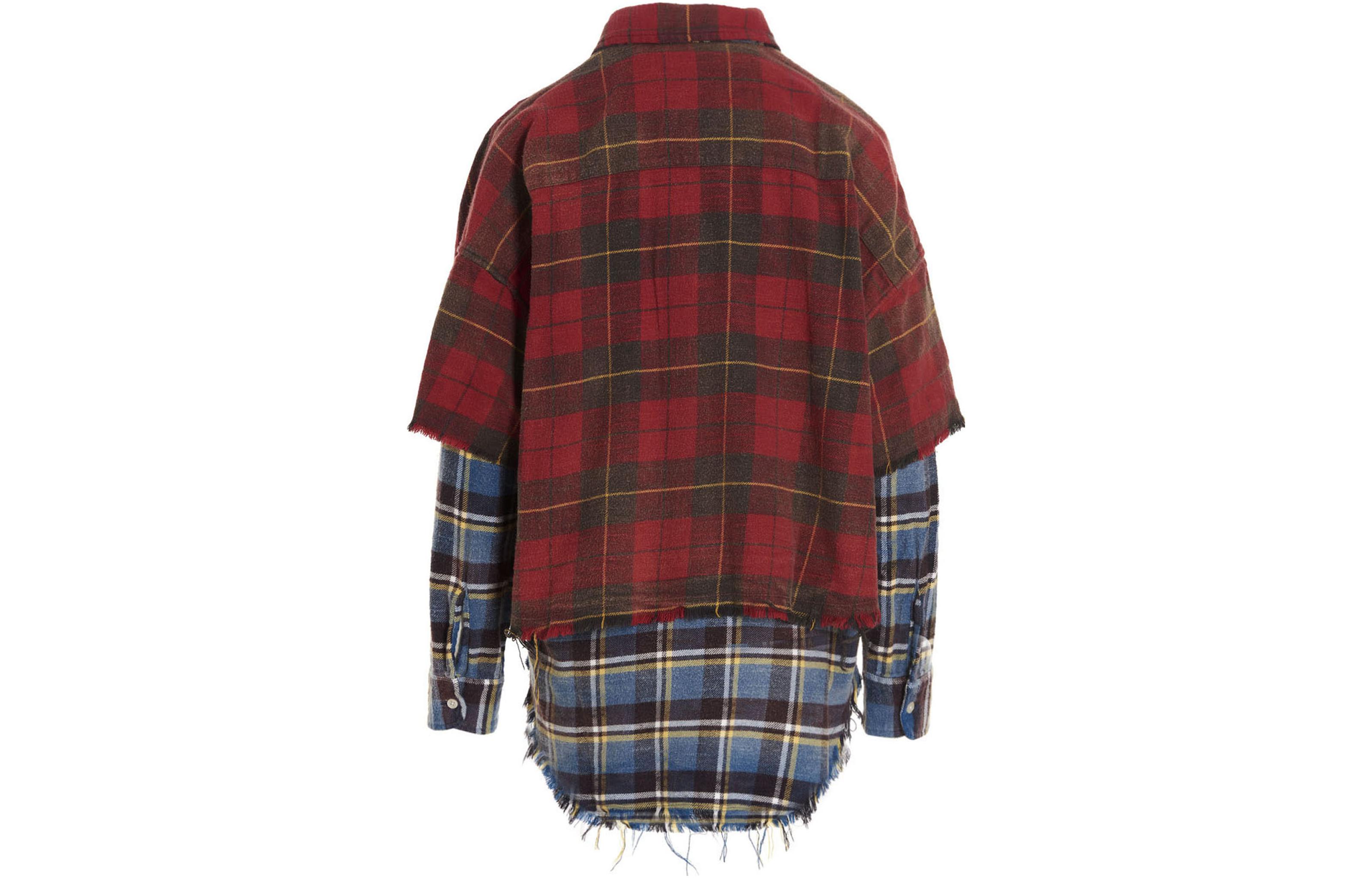 Lookbook (W) R13 FW22 對比格紋印花層次感長袖襯衫 R13WR122-R186B