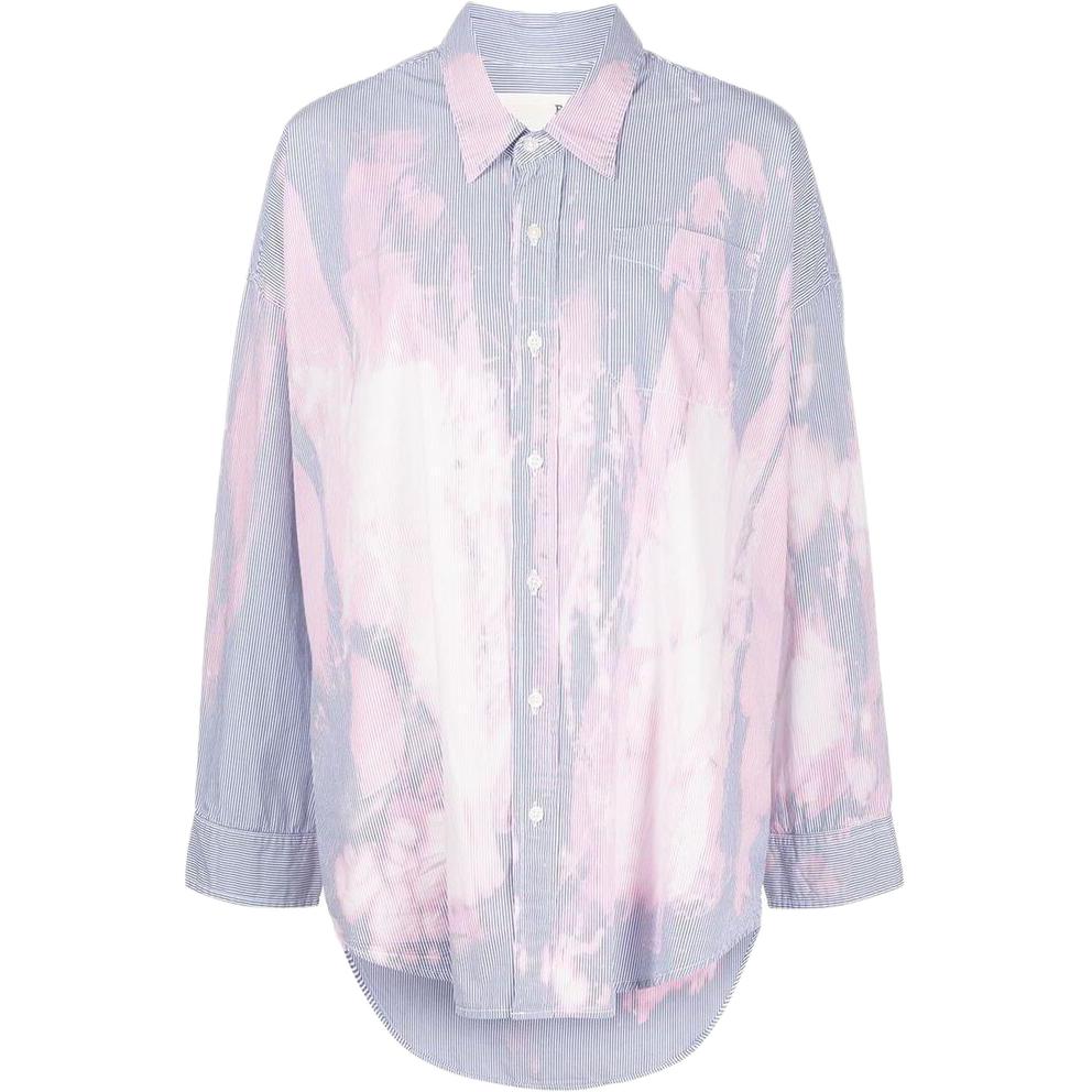 (Women) R13 FW22 Bleached Striped Long Sleeve Casual Shirt Women’s Blue. R13WR004R0230D