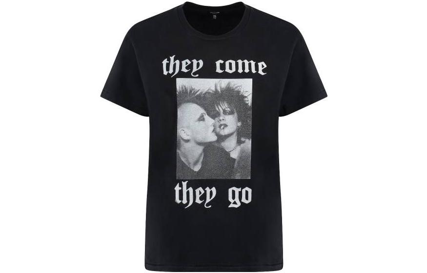 Order (W) R13 FW22 照片字母印花黑色休閒T恤 女款 R13WK001K080A