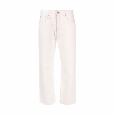 (Women) R13 FW23 Mid-Rise Logo Patch Jeans in Light Beige. R13W5083D179A