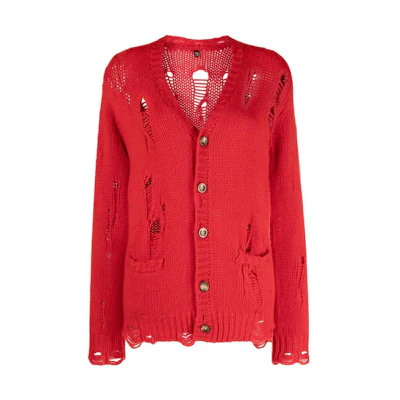 (Women) R13 FW23 Red V-Neck Long Sleeve Cashmere Sweater R13WY177Y035B