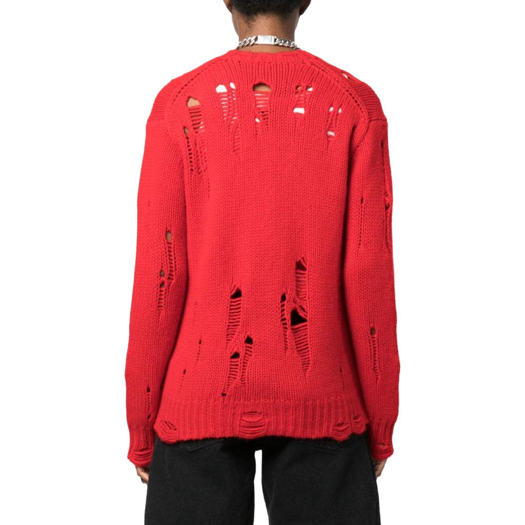 Shop (W) R13 FW23 紅色V領長袖羊絨毛衣 R13WY177Y035B