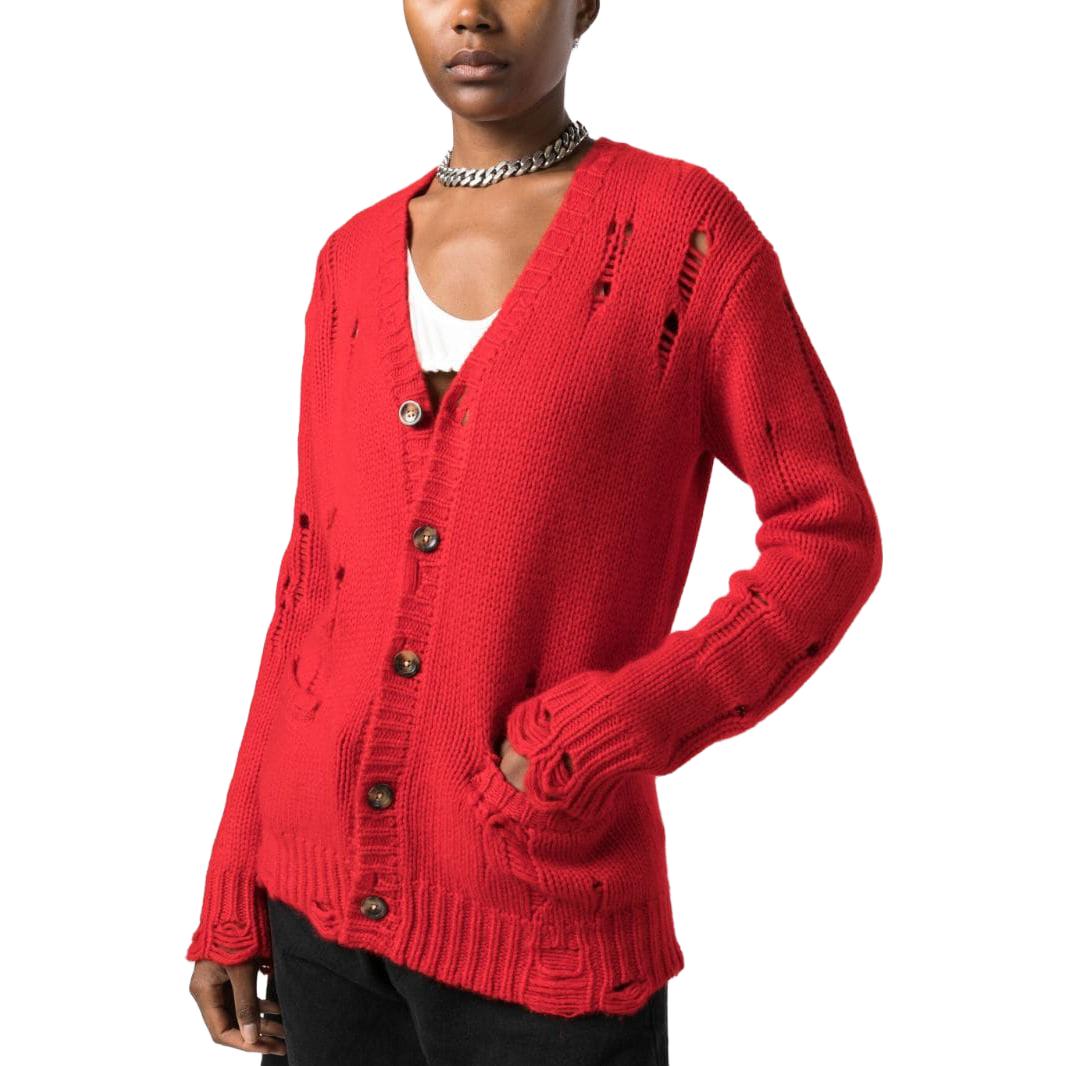 Details for (W) R13 FW23 紅色V領長袖羊絨毛衣 R13WY177Y035B