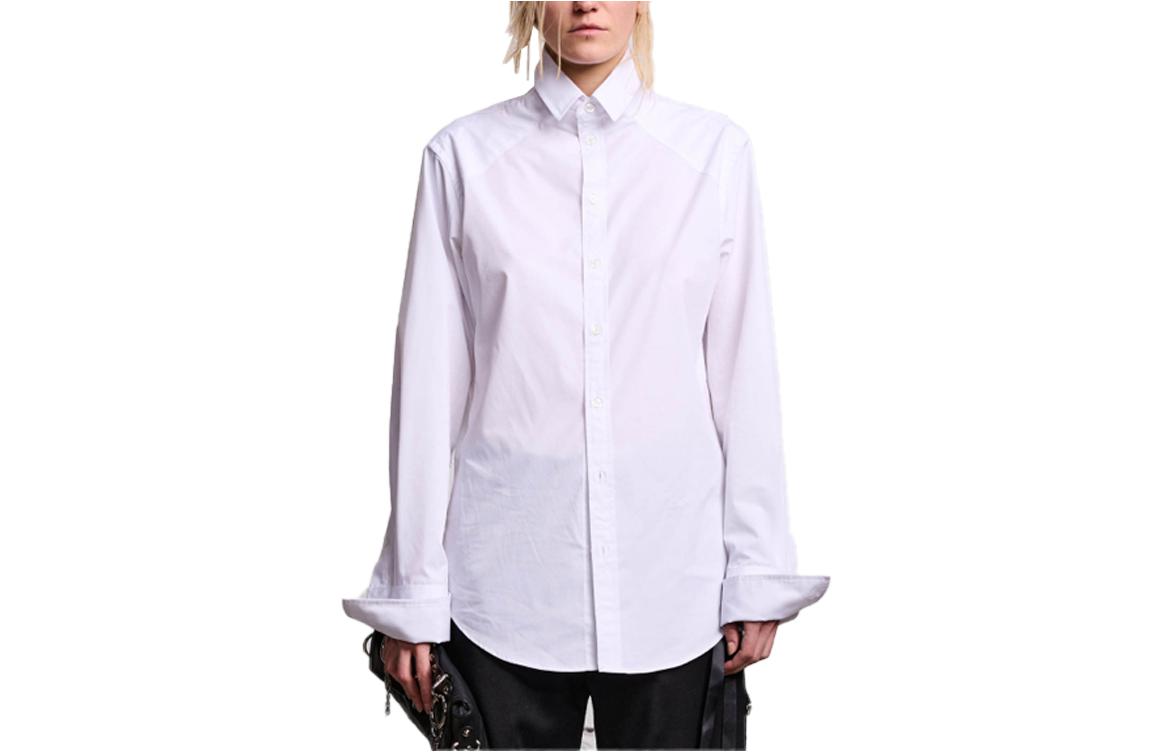 (Women) R13 FW23  White Solid Point Collar Casual Long Sleeve Shirt R13WR190-R237B