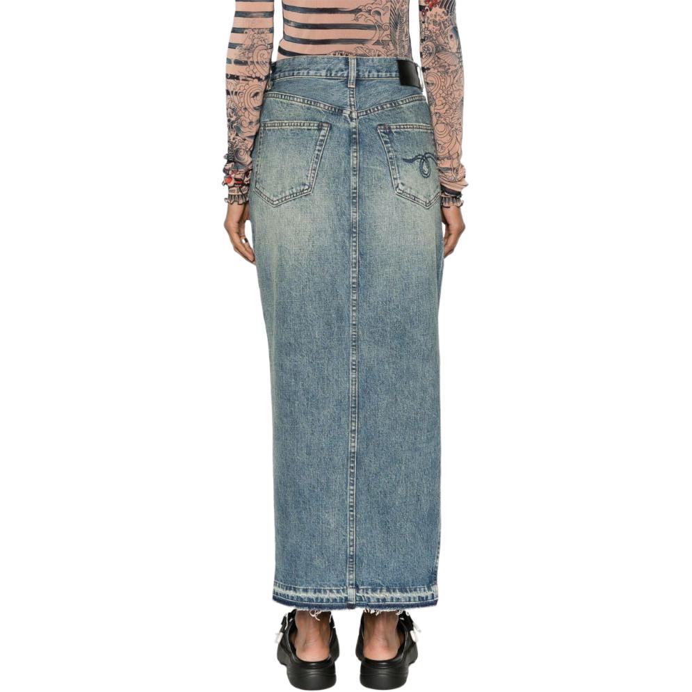 Shop (W) R13 FW23 女款高腰開衩水洗丹寧長裙 靛藍色. R13WD102D173A