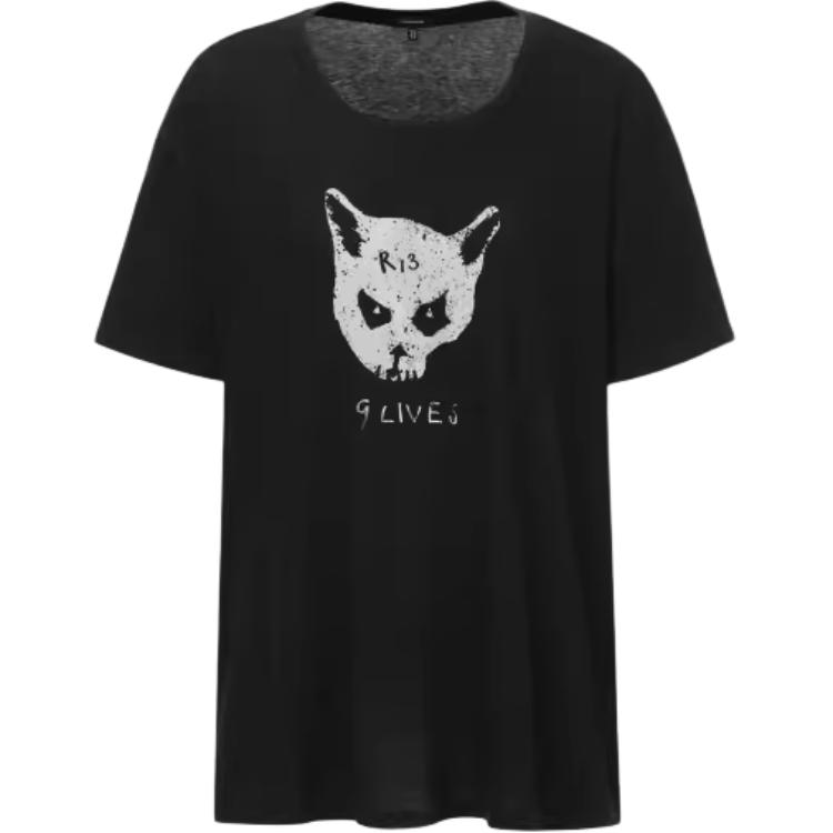 Order (W) R13 FW24 黑色動物字母印花寬鬆版T恤 R13WK001K112B