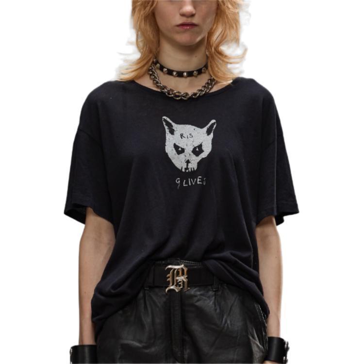 Shop (W) R13 FW24 黑色動物字母印花寬鬆版T恤 R13WK001K112B