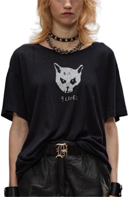 (W) R13 FW24 黑色動物字母印花寬鬆版T恤 R13WK001K112B Shop (W) R13 FW24 黑色動物字母印花寬鬆版T恤 R13WK001K112B