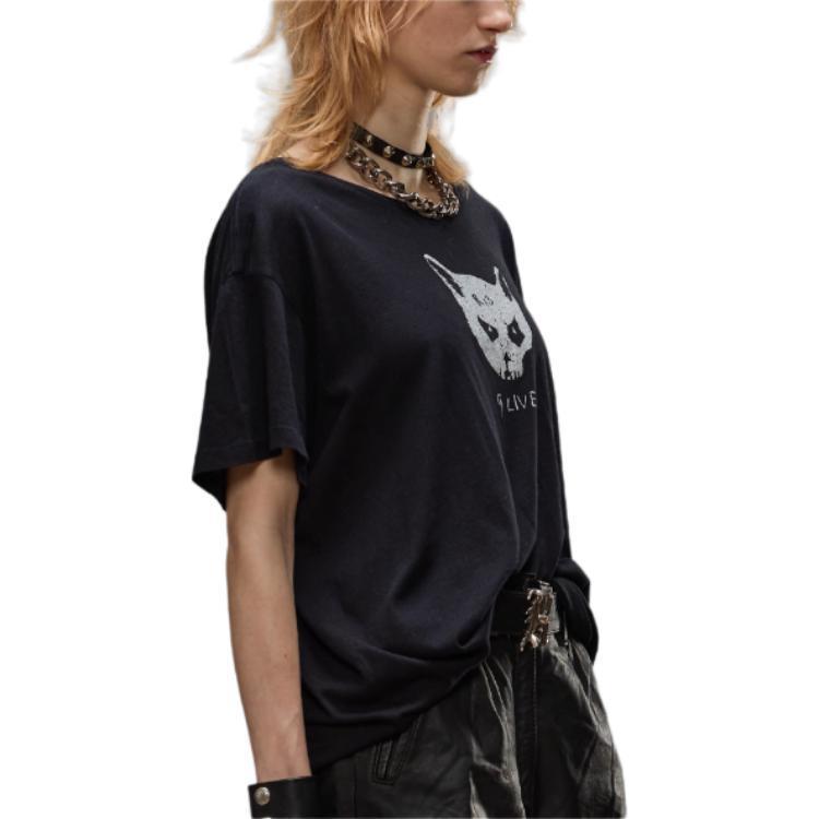 Sizing (W) R13 FW24 黑色動物字母印花寬鬆版T恤 R13WK001K112B