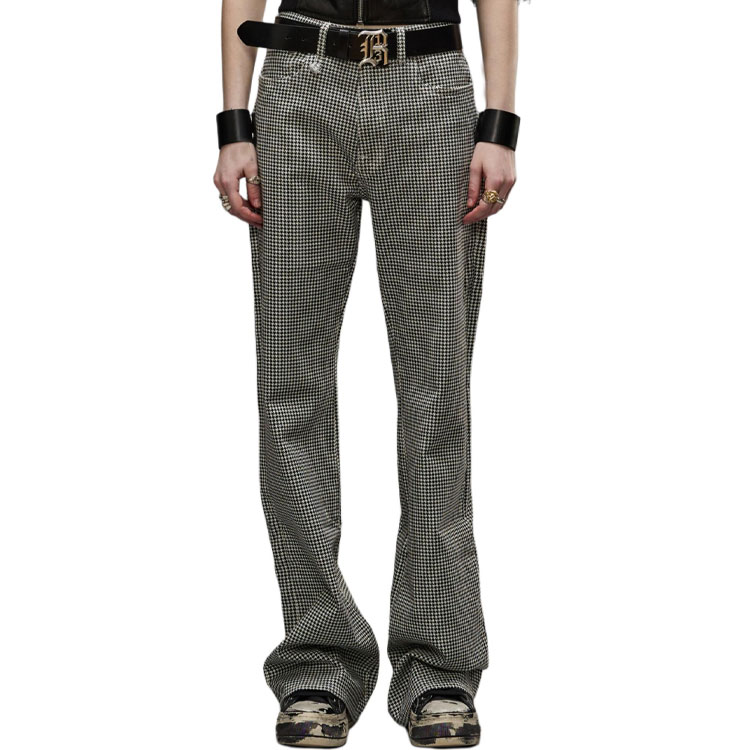 Shop (W) R13 FW24 Jeans Hitam Slim Flare Corak Houndstooth. R13W7020-D238A