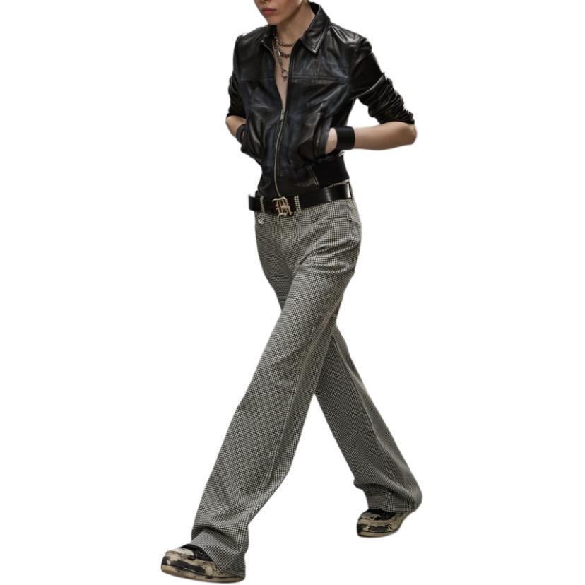 Details for (W) R13 FW24 Jeans Hitam Slim Flare Corak Houndstooth. R13W7020-D238A