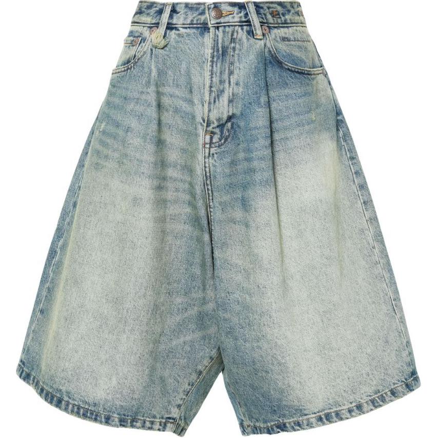 (Women) R13 FW24  Washed Effect Bermuda Loose Denim Shorts Indigo R13WD152-D206A