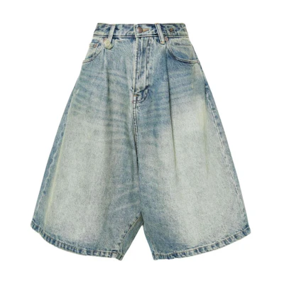(Women) R13 FW24 Washed Effect Bermuda Loose Denim Shorts Indigo R13WD152-D206A