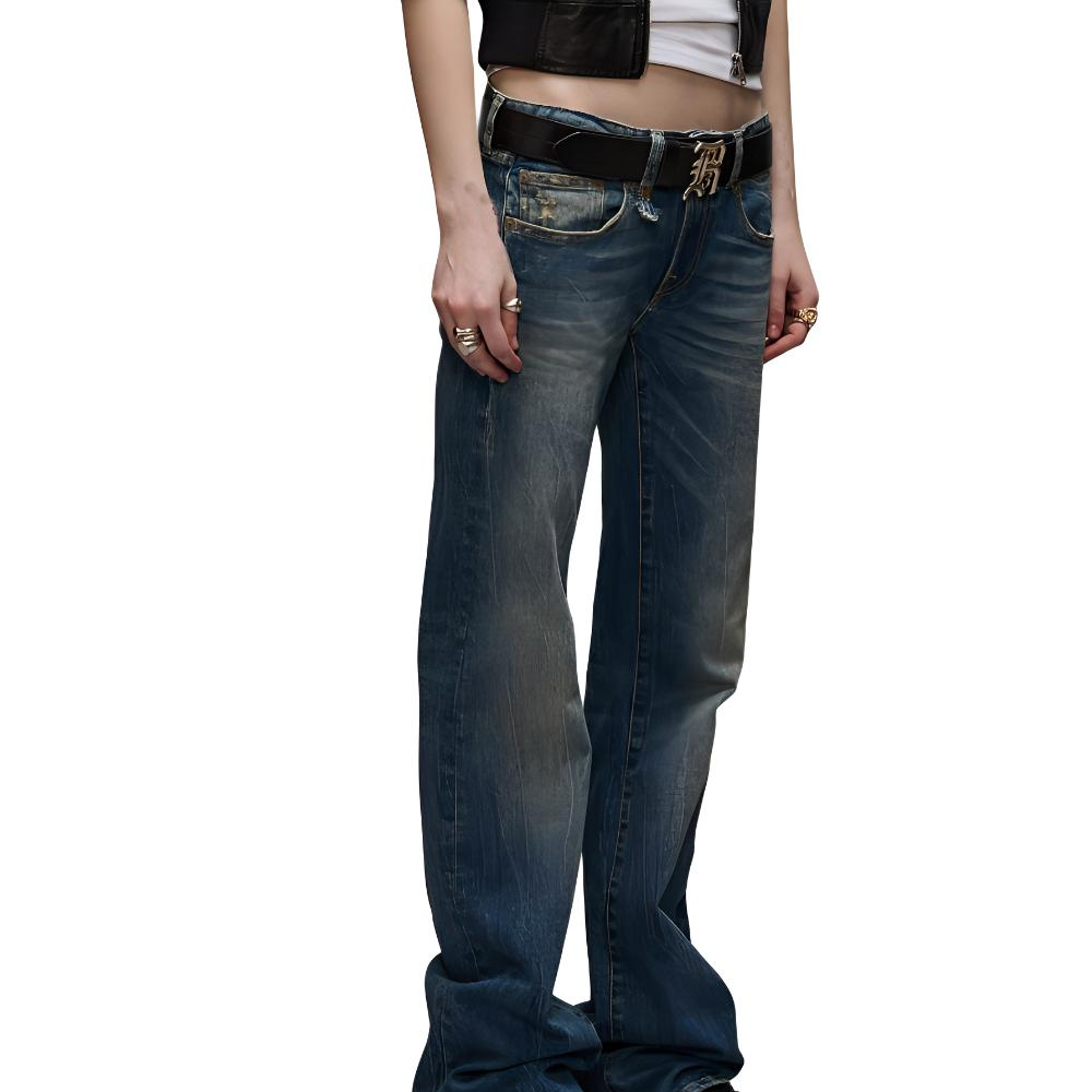 Shop (W) R13 FW24 洗水拉鍊口袋直筒牛仔褲 藍色 R13WD090-D081A