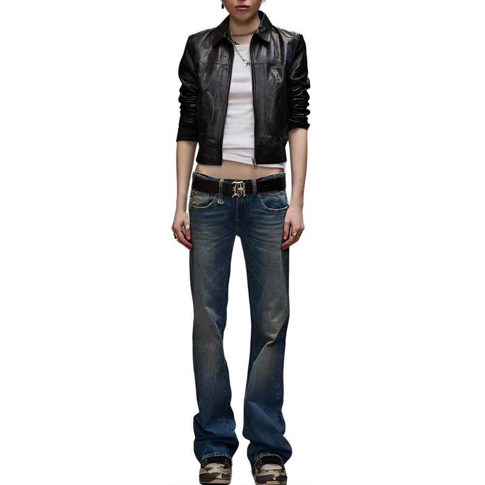 Purchase (W) R13 FW24 洗水拉鍊口袋直筒牛仔褲 藍色 R13WD090-D081A