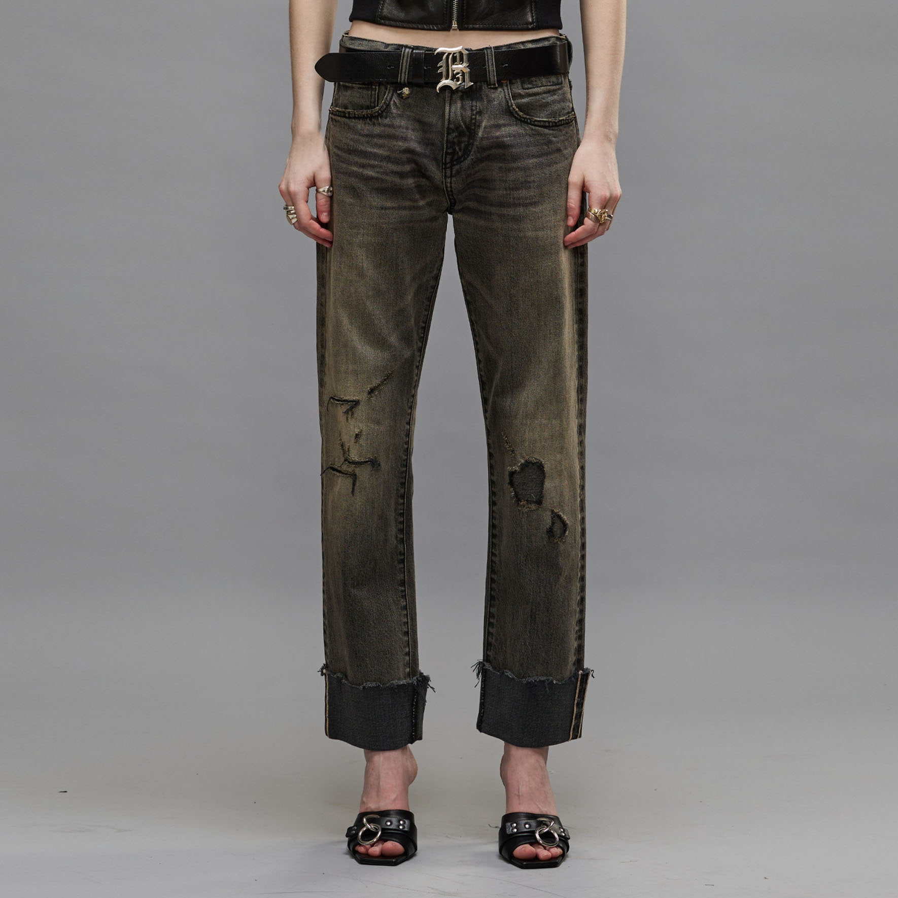 Lookbook (W) R13 FW24 仿舊低腰修身直筒牛仔褲 黑色 R13WD113-D233C