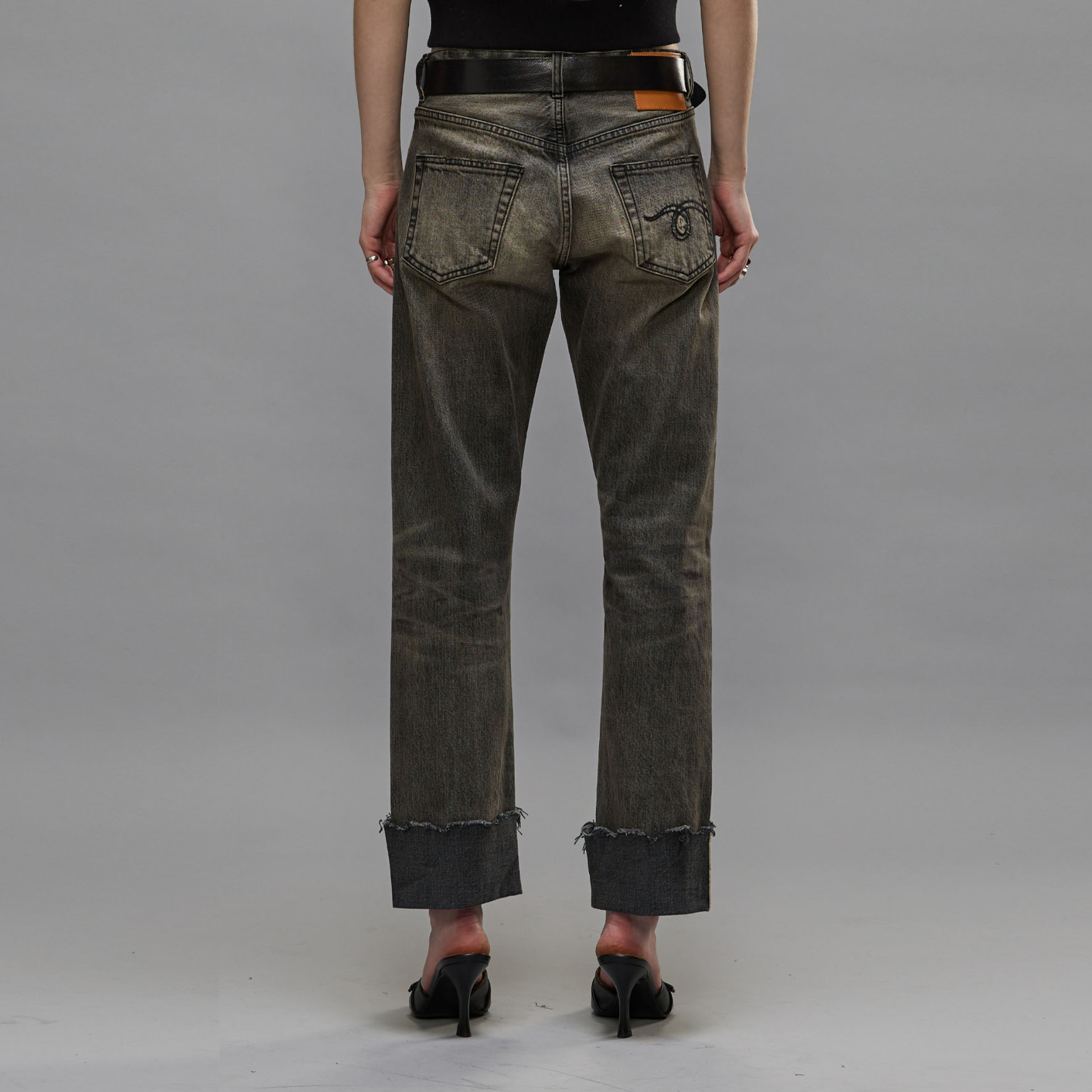 Shop (W) R13 FW24 仿舊低腰修身直筒牛仔褲 黑色 R13WD113-D233C