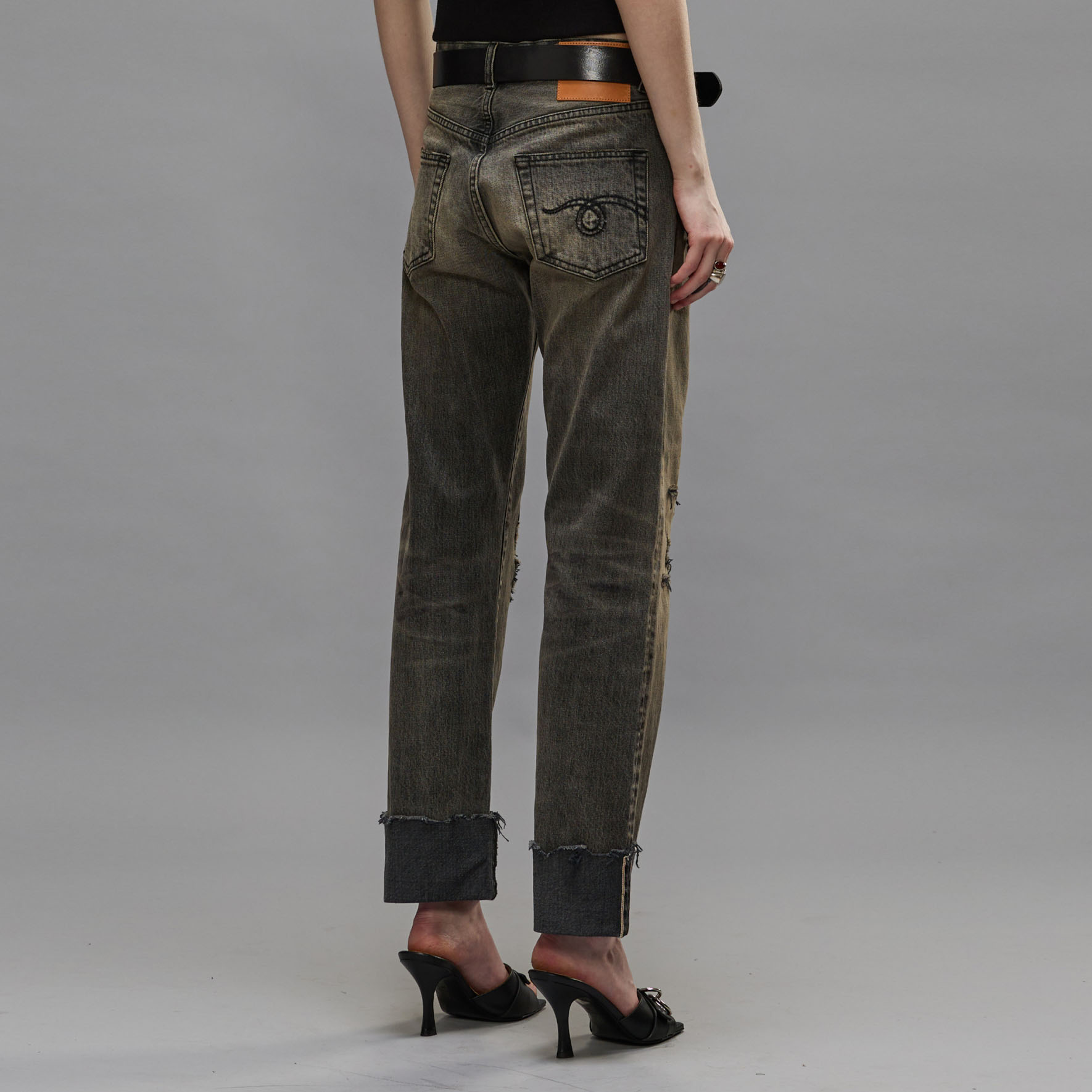 Purchase (W) R13 FW24 仿舊低腰修身直筒牛仔褲 黑色 R13WD113-D233C