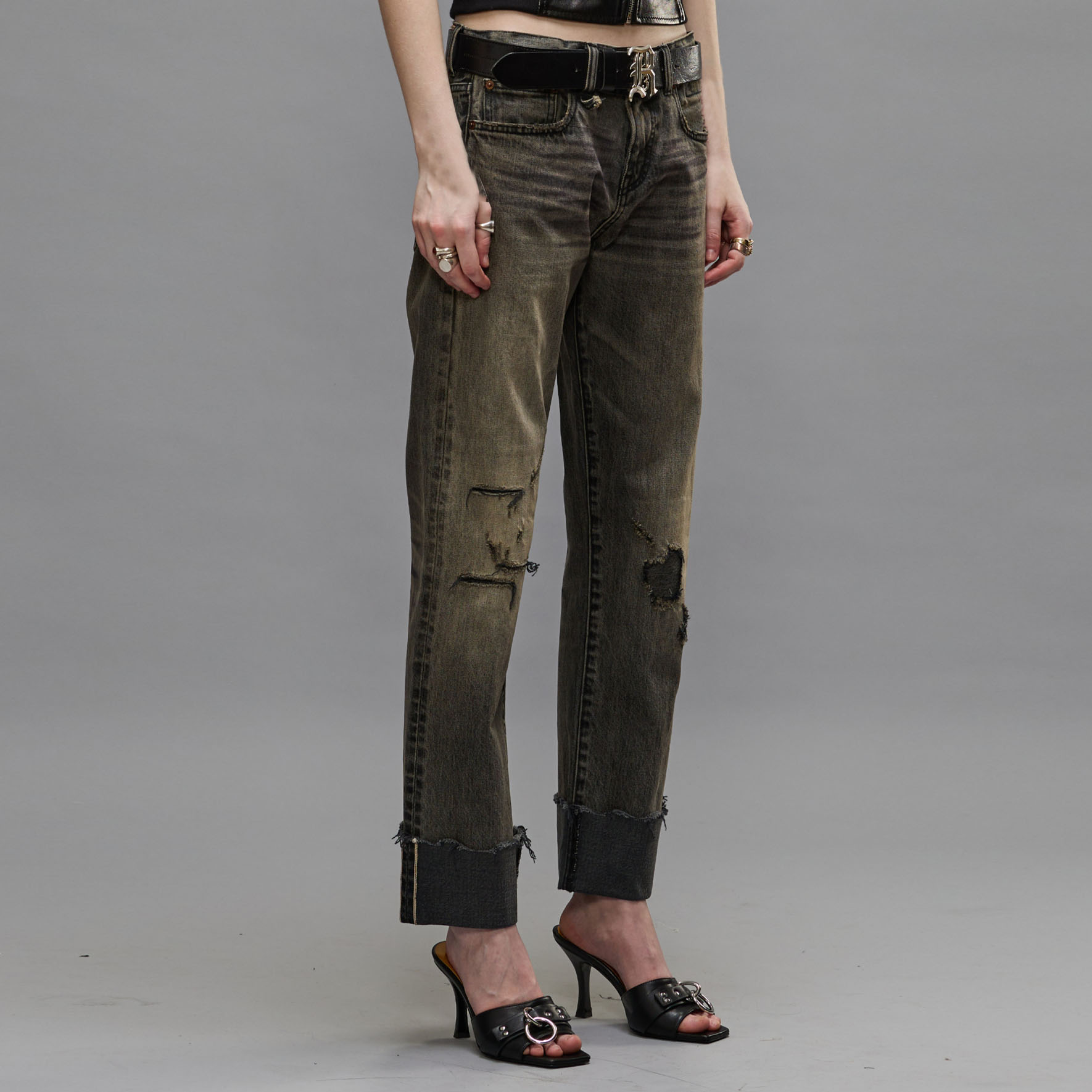 Details for (W) R13 FW24 仿舊低腰修身直筒牛仔褲 黑色 R13WD113-D233C