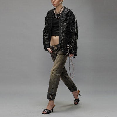 (W) R13 FW24 仿舊低腰修身直筒牛仔褲 黑色 R13WD113-D233C Sizing (W) R13 FW24 仿舊低腰修身直筒牛仔褲 黑色 R13WD113-D233C