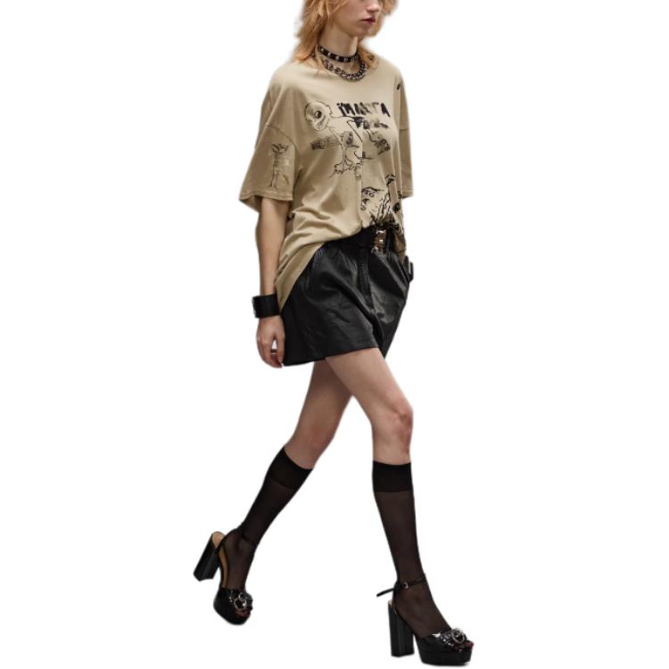 Lookbook (W) R13 FW24 骷髏字母印花寬鬆卡其色T恤 R13WK141-001UU