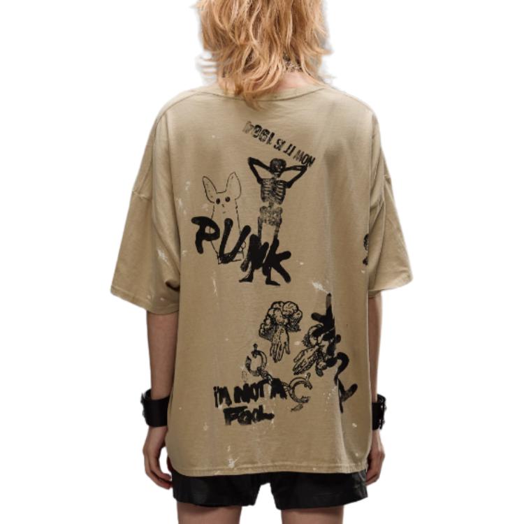 Purchase (W) R13 FW24 骷髏字母印花寬鬆卡其色T恤 R13WK141-001UU