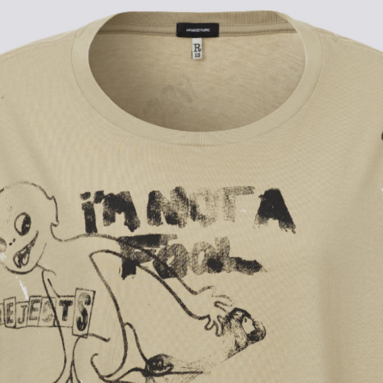 Sizing (W) R13 FW24 骷髏字母印花寬鬆卡其色T恤 R13WK141-001UU