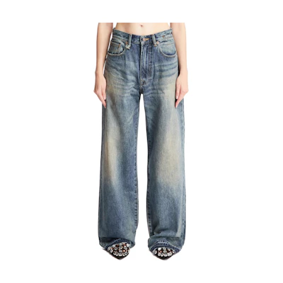 (Women) R13 Low-Rise Loose Fit Wide-Leg Jeans Women’s Blue Denim. R13WD038-D213C