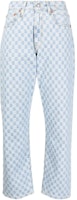 (Women) R13 SS22 Blue Plaid Boyfriend Straight-Leg Jeans. R13W5083D046ACHECKERBOARD (Women) R13 SS22 Blue Plaid Boyfriend Straight-Leg Jeans. R13W5083D046ACHECKERBOARD