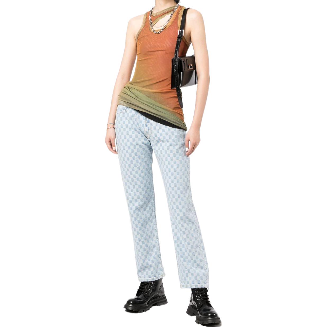 Lookbook (W) R13 SS22 藍色格紋男友風直筒牛仔褲 R13W5083D046ACHECKERBOARD