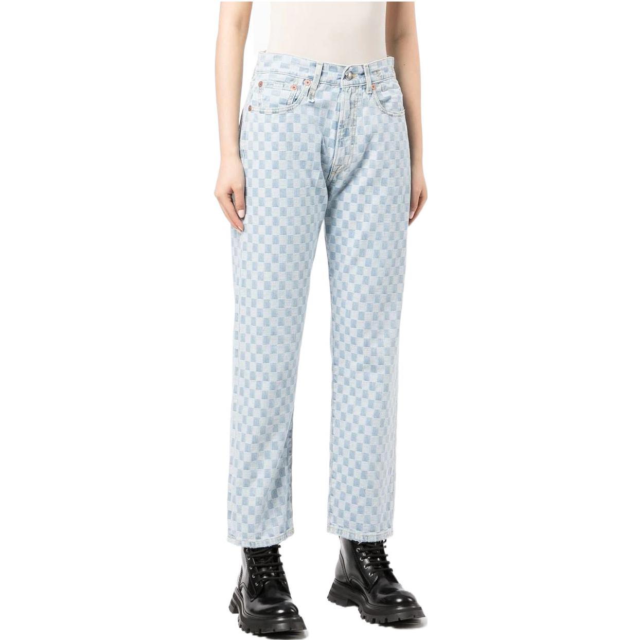 Shop (W) R13 SS22 藍色格紋男友風直筒牛仔褲 R13W5083D046ACHECKERBOARD