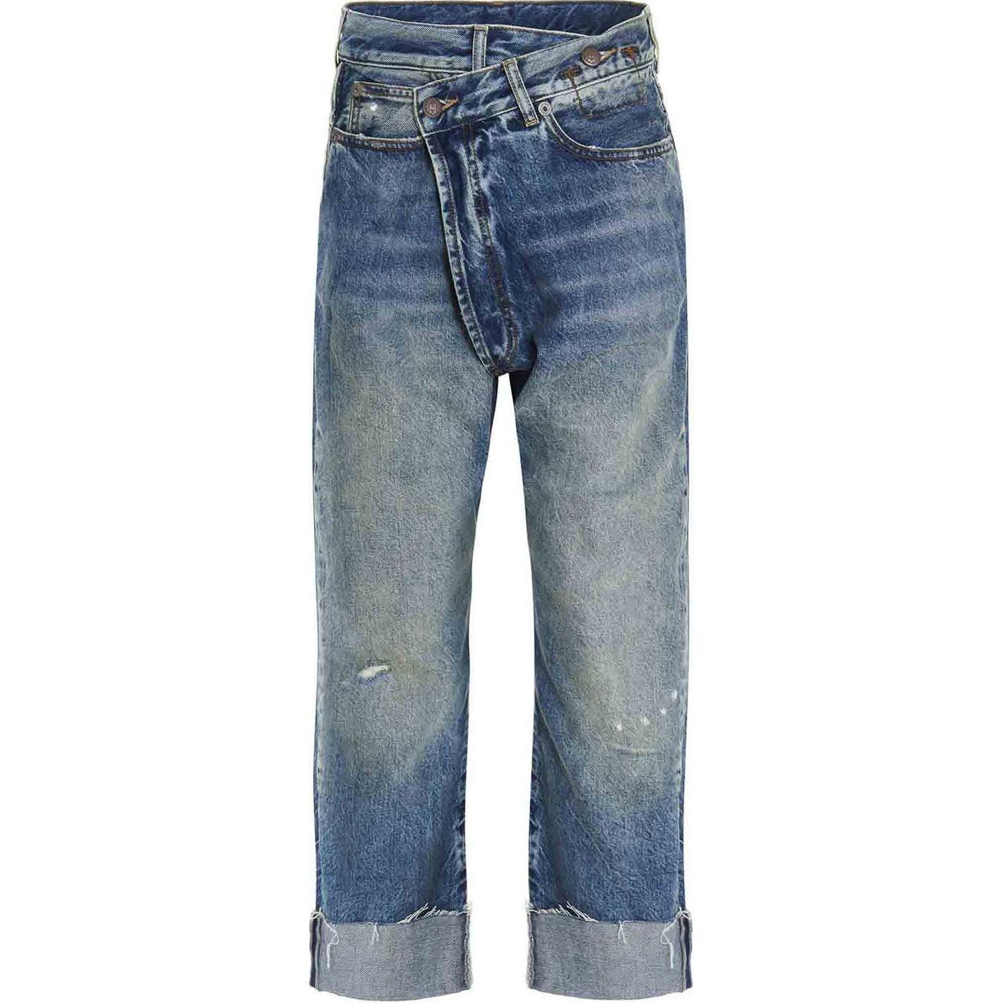 (Women) R13 SS22  Blue Straight-Leg Casual Denim Jeans with Asymmetrical Fly R13W204873540000