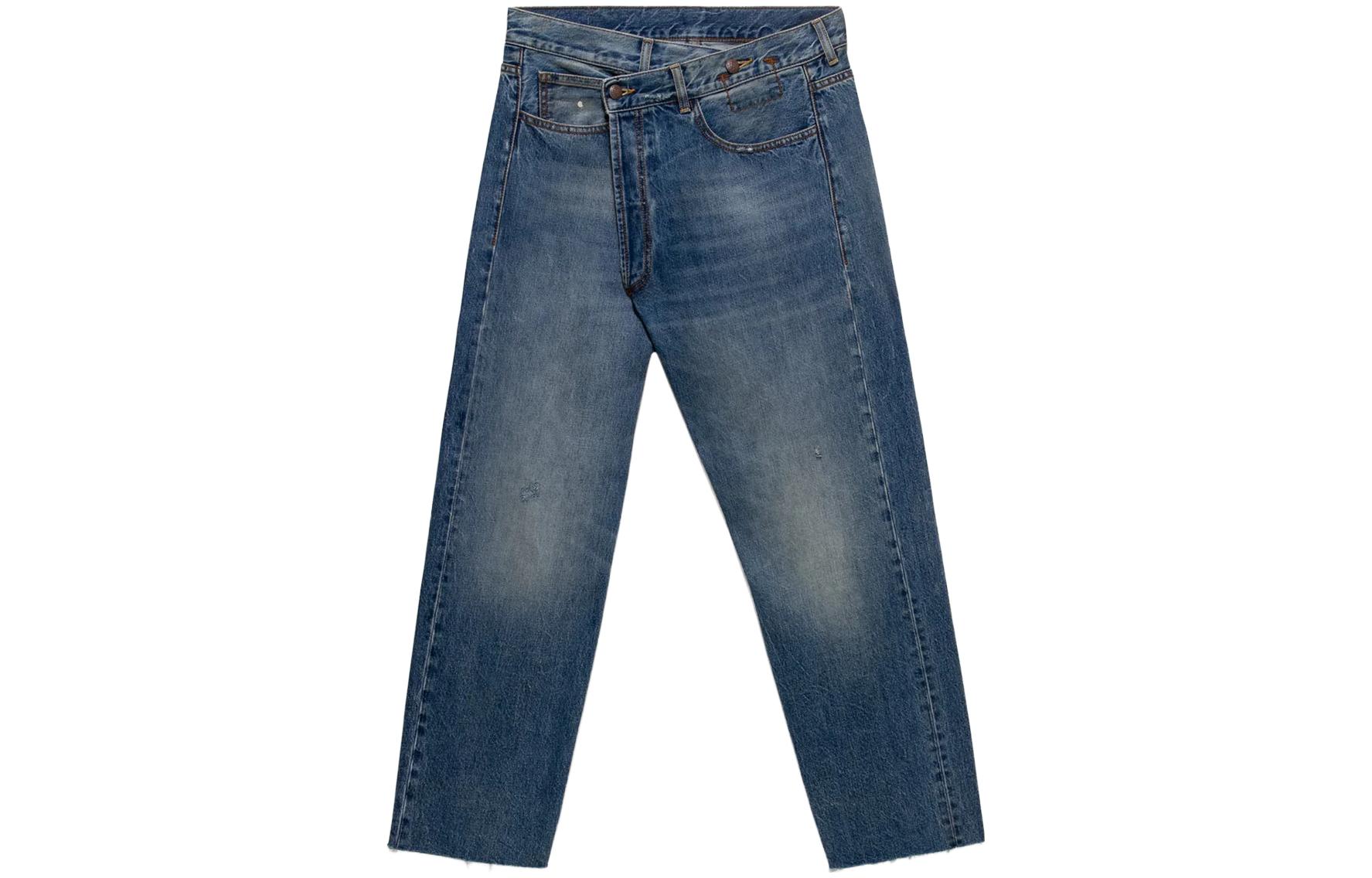 Order (W) R13 SS22 藍色不對稱拉鍊直筒休閒牛仔褲 R13W204873540000