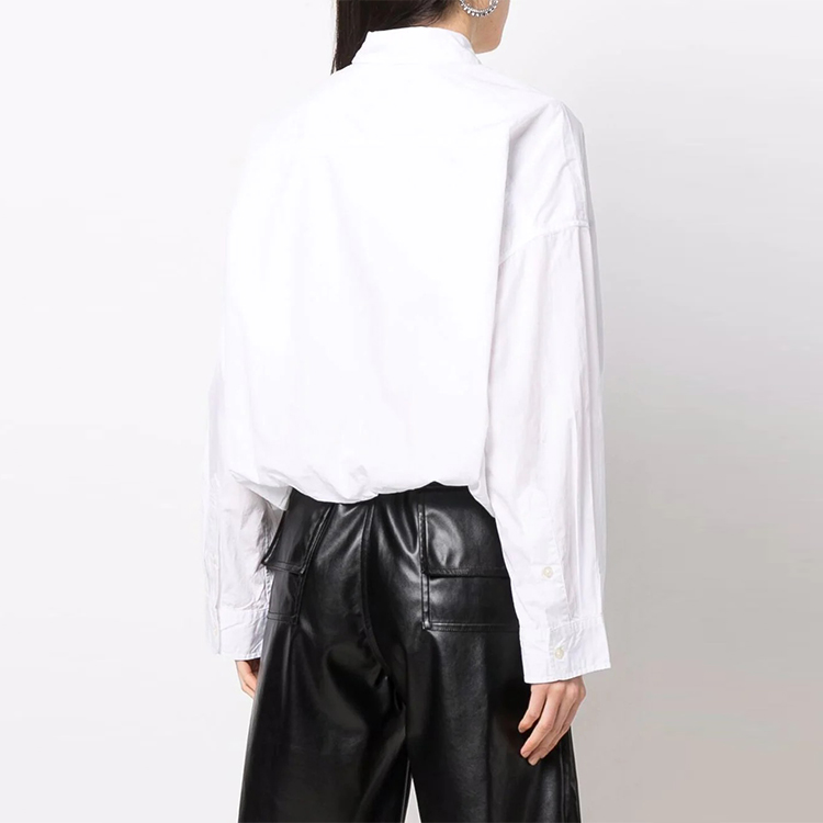 Shop (W) R13 SS22 白色长袖纯色翻领衬衫 R13W9421R080B-WHITE